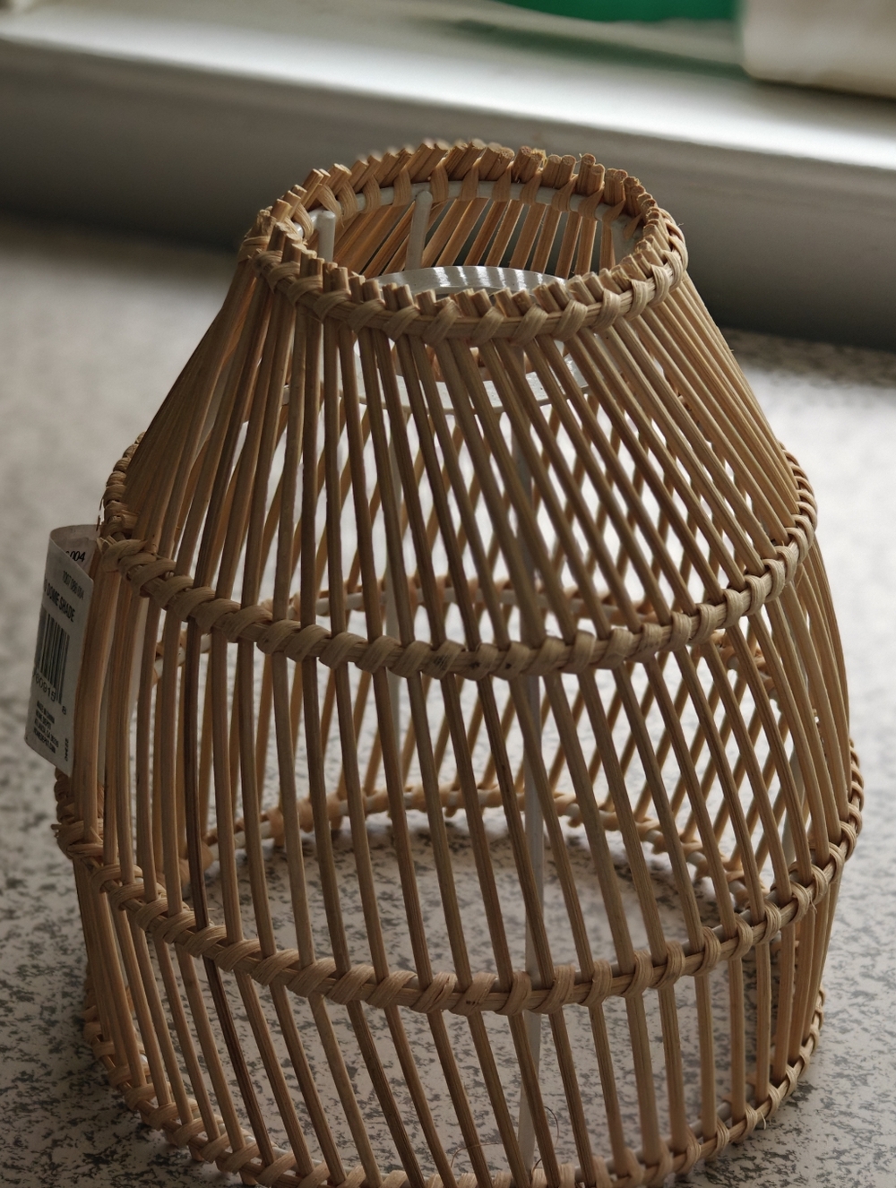 7" Natural Brown Bamboo Cone Shape Pendant Shade with 2.25" Fitting New